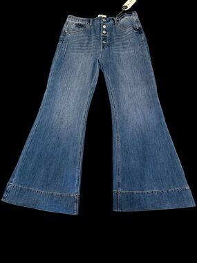 Saige Wide Leg Flared Jeans With Stretch Button Fly NWT